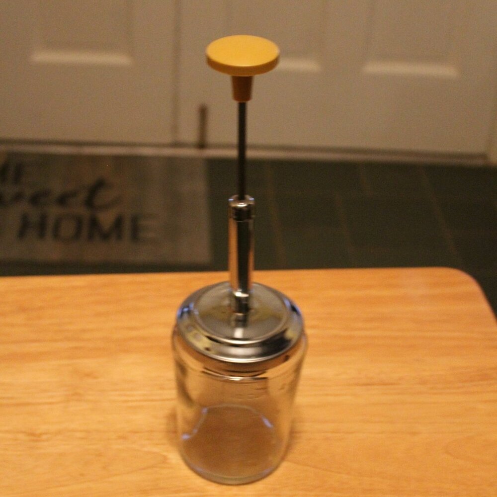 Vintage Acme Glass Food & Nut Chopper Steel Blades 1.5Cup